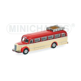 169038080 Minichamps 1:160 MERCEDES-BENZ O6600 BUS - 1950 - RED/CREAM