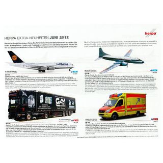 Herpa Katalog Blatt Extra Neuheiten Juni 2012 LKW 1:87 Flieger 1:500