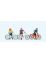 10637 Preiser H0 1:87 Stehende Radfahrer an der Bahnschranke Cyclists waiting at the level crossing