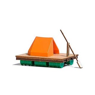1564 H0 Busch Bausatz Floß mit Zelt