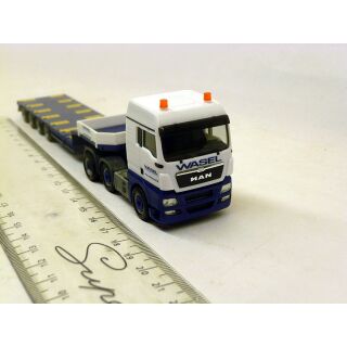303538 Herpa 1:87 MAN TGX XLX Euro 5 Semitieflade-Sattelzug mit Hakenflaschen für Liebherr LR 1600/2 Wasel