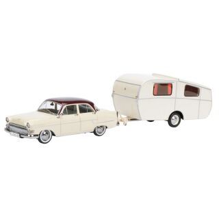 02686 Schuco 1:43 Opel Kapitän m Detlefs Globetrotter Wohnwagen