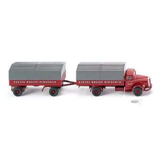 085905 Wiking 1:87 Pritschenhängerzug MB L 6600 Spedition Gustav Mäuler