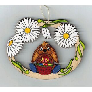07 Osterbehang Ostern Baumbehang Hase mit Korb Holz gelasert Deko Handarbeit