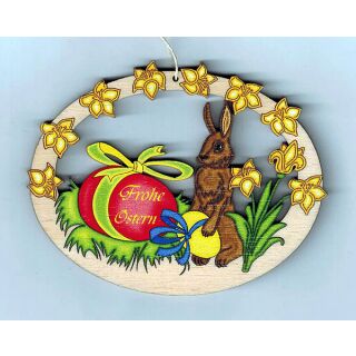 08 Osterbehang Ostern Baumbehang Hase mit Ei Holz gelasert Deko Handarbeit