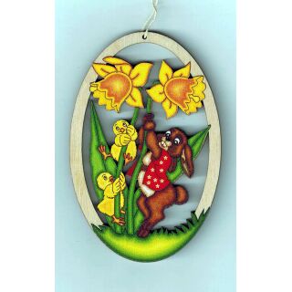 13 Osterbehang Ostern Baumbehang Hase mit Küken Ei Holz gelasert Deko Handarbeit