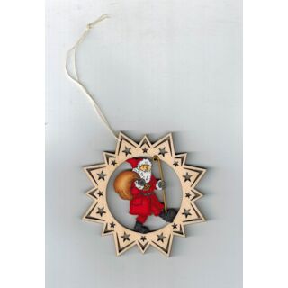 037 Baumbehang Stern mit Weihnachtsmann Anhänger  Weihnachtsbaum Holz gelasert