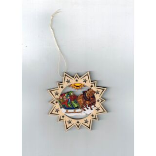 046 Baumbehang Stern Pferde Schlitten Kinder Christbaum Weihnacht Holz gelasert