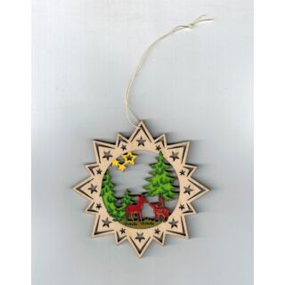 020 Baumbehang Stern Rehe Reh Kids Christbaum Schmuck Weihnacht Holz gelasert
