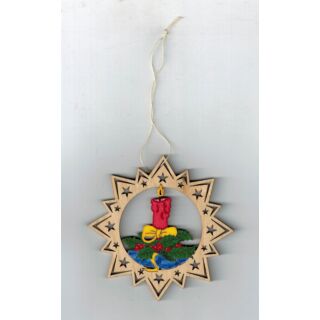 012 Baumbehang Stern mit Kerze Weihnachts Kranz Christbaum Schmuck Holz gelasert