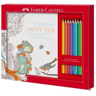 201433 Faber-Castell Ausmalset Happy Zen mit 8 Colour Grip Stiften Pen Pencil