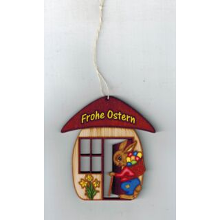 26 Osterbehang Ostern Baumbehang Osterhase mit Haus und Korb Holz gelasert Deko