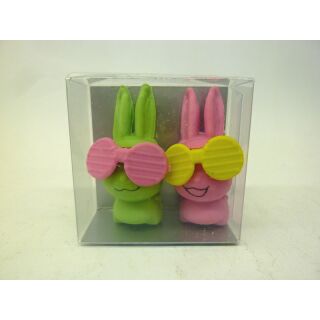 935380 RADIERER Ruber Coole Bunny 2er Set Osterhasen Grün Pink