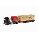 410212 WSI 1:50 Scania R6 Highline 6x6 + 5 axle low loader + wooden box