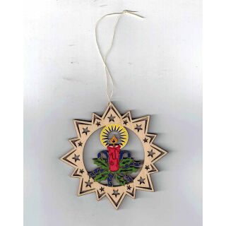 050 Baumbehang Stern Kerze Weihnachtskranz Christbaum Schmuck Holz gelasert