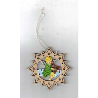 03  Baumbehang Stern Weihnachts Engel Harfe Kerze Christbaum Schmuck Holz gelasert