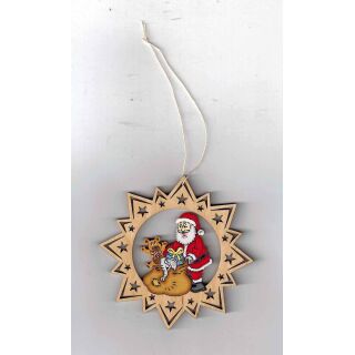 036 Baumbehang Stern Weihnachtsmann Spielzeug Christbaum Schmuck Holz gelasert