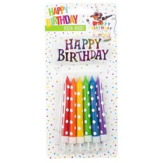 Happy Birthday Geburtstagskerzen Deko Set Rainbow 13 teilig Punkte
