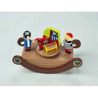 43874 MMM Holz Spieluhr Piraten Wippe aus Holz Schatzkiste Melodie Row you boat