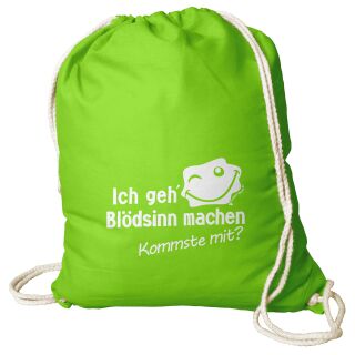 Turnbeutel Rucksack mit Spruch Ich geh Blödsin machen Tasche Gym Bag hellgrün