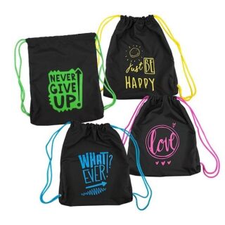 What Ever Sportbeutel  mit Spruch Turnbeutel Rucksack Tasche Gym Bag schwarz