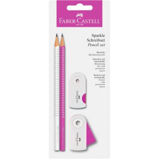 184873 Faber Castell Bleistiftset Sparkle Schreibset violett/weiß 4-teilig