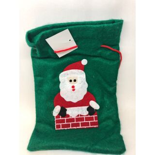 46258 Nikolaussack Weihnachtsmann Stoffbeutel Jutesack Geschenksack 28x18cm grün