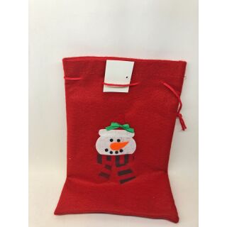 46258Sn Nikolaussack Schneemann Snowman Weihnachten Weihnachtsmann Stoffbeutel Jutesack Geschenksack 28x18 cm