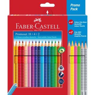 201540 Faber Castell Buntstift Promotionset Colour Grip 18+4+2 Wasservermalbar Buntstifte