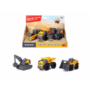 203722009 Dickie Volvo Micro Builders 3er Set