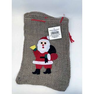 46005 Jutesack mit Weihnachtsmann natur 20x30 cm Geschenksack Säckchen Nikolaus Weihnachtsmann