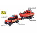 213716001 Majorette Land Rover Fire Rescue + Boat "Feuerwehr" mit Boot