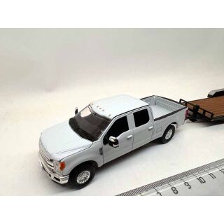 F5418 First Gear 1:50 Ford F-250 Super Duty Pickup Tandem Tieflader weiß