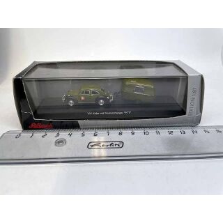 25397 Schuco 1:87 VW Käfer Wohnanhänger PTT Schweiz Post DHL