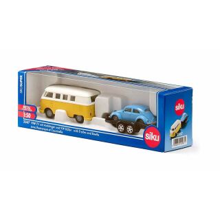 2567 Siku 1:50 VW T1 mit Anhänger und VW Käfer