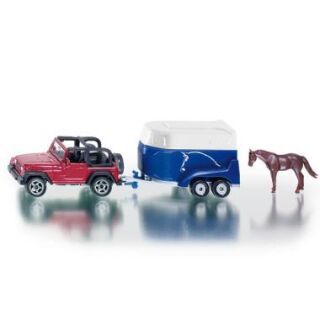 1651 SIKU 1:50 Jeep Wrangler mit Pferdeanhänger Trailer
